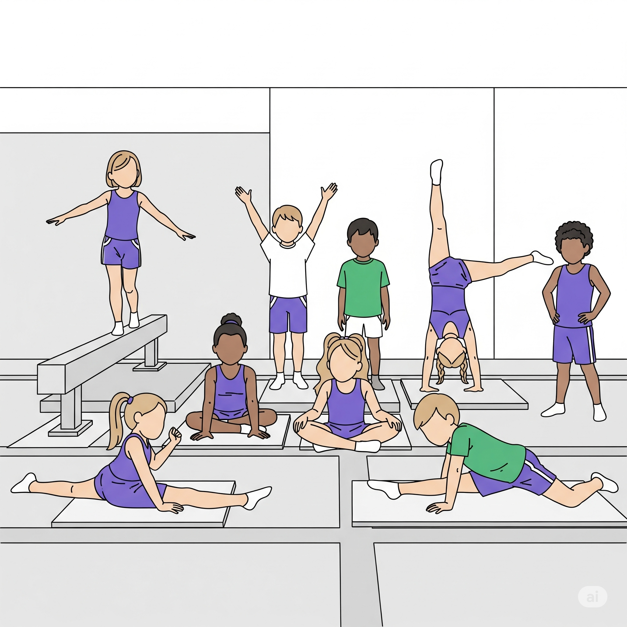 An animated image of children doing gymnastics 