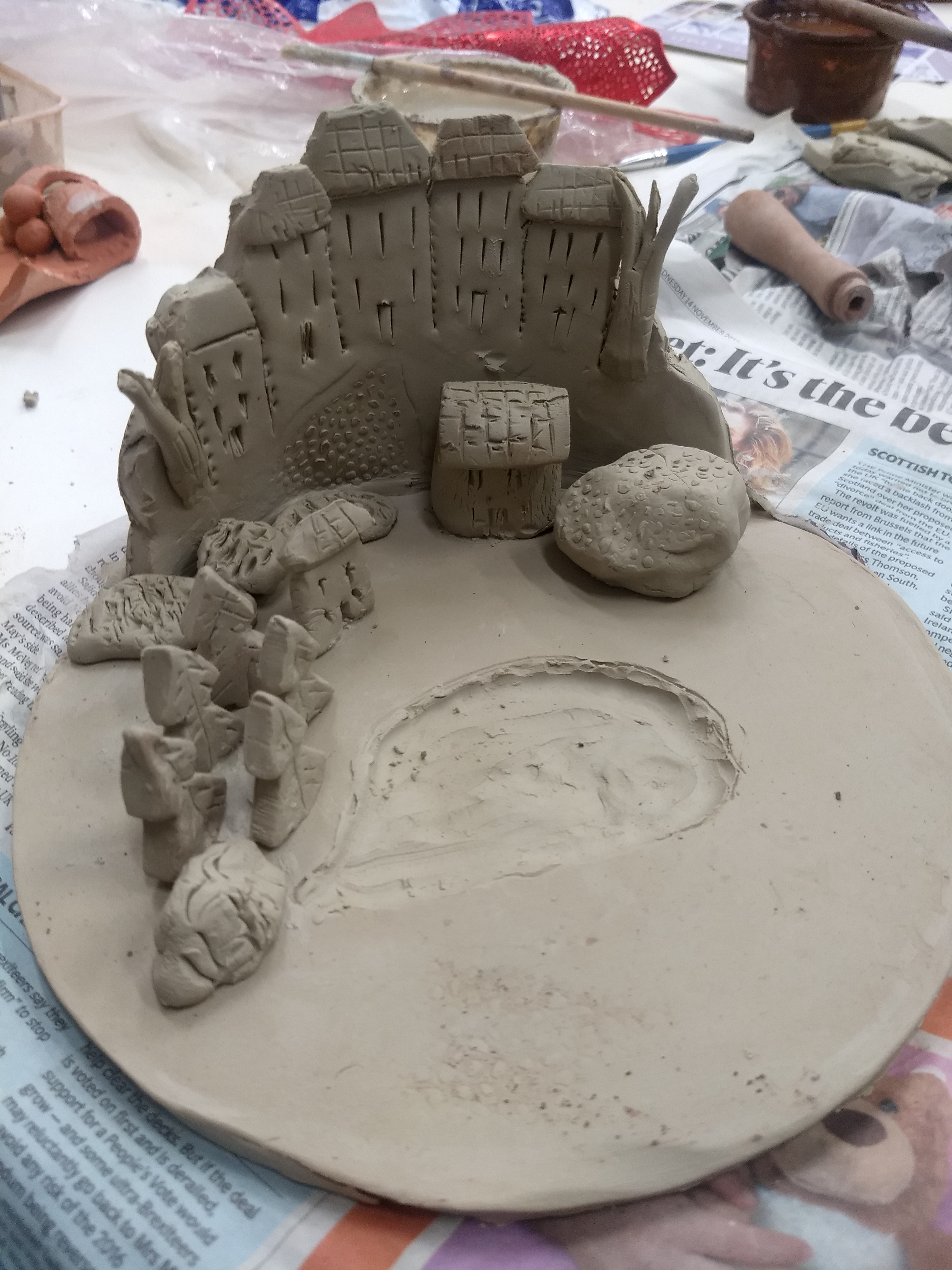 A picture of houses made of clay