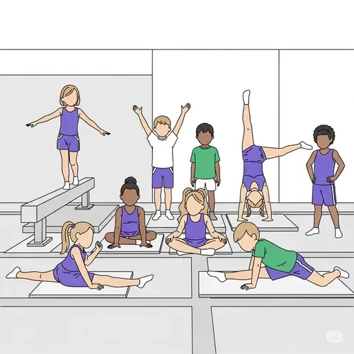 An animated image of children doing gymnastics 