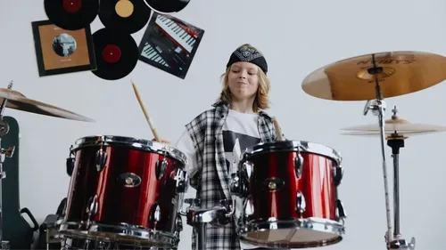 Boy playing the drums