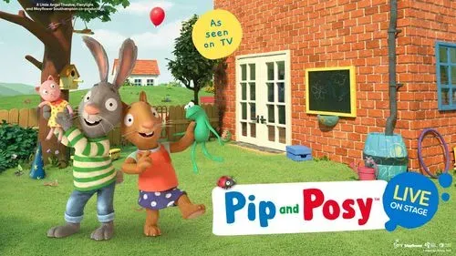 Pip and Posy are in the garden of a house playing together.