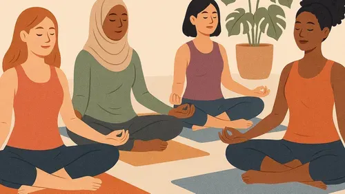 Group of women in a fitness class.