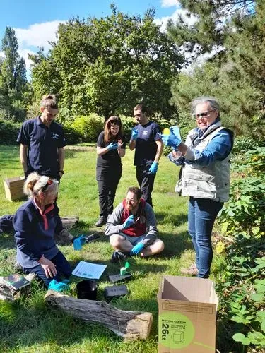 Volunteers looking at hanna checker tests