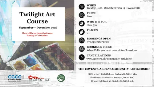 Twilight art course, watercolour course cgcc at the seven dials club