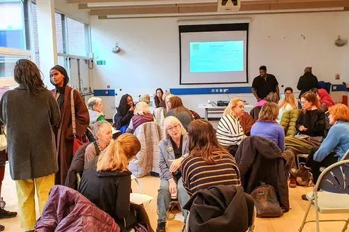 Different members of the community interaction with each other.