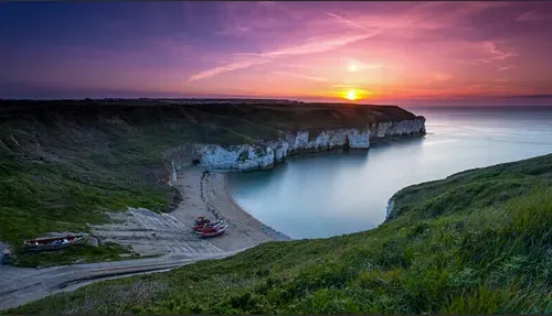 beach and sea at sunset