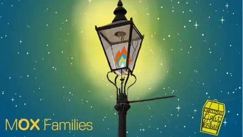 Photo of street light from Oxford edited with snow in the background
