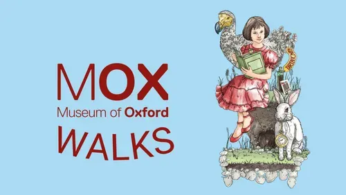 An illustration of a young girl reading a book, with a dodo and a white rabbit close to her.