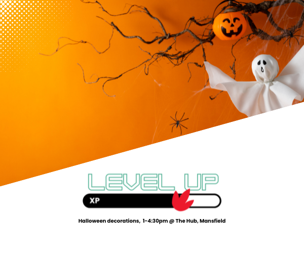 Halloween decorations on an orange background