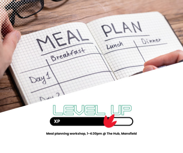 notebook open on table with meal plan written as title