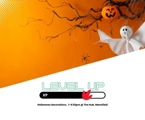 Halloween decorations on an orange background