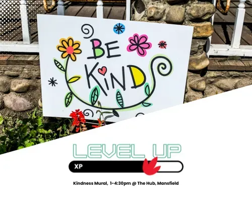 Mural canvas reads be kind with flower design