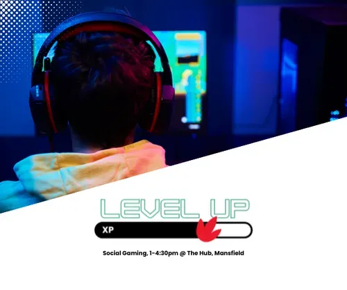 Young man wearing gaming headset plays computer game