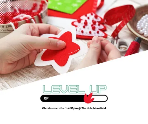 hands holding christmas craft sewing project