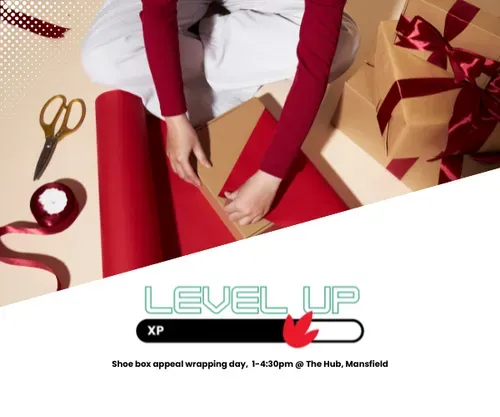 wrapping boxes in red wrapping paper