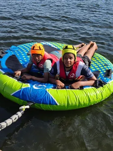 young people at aqua park