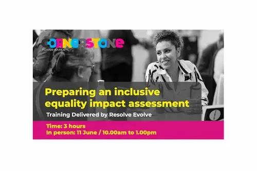 Preparing an inclusive equality impact assessment.  In person: 11 June / 10.00am to 1.00pm. Photograph of a participant from the Cornerstone Tower Hamlets Learning event held on 30 October 2024. Cornerstone logo in the top right hand corner.  Photograph by Photographer London ' http://freelanceeventsphotographer.co.uk/coroporate-event-photographer-london 