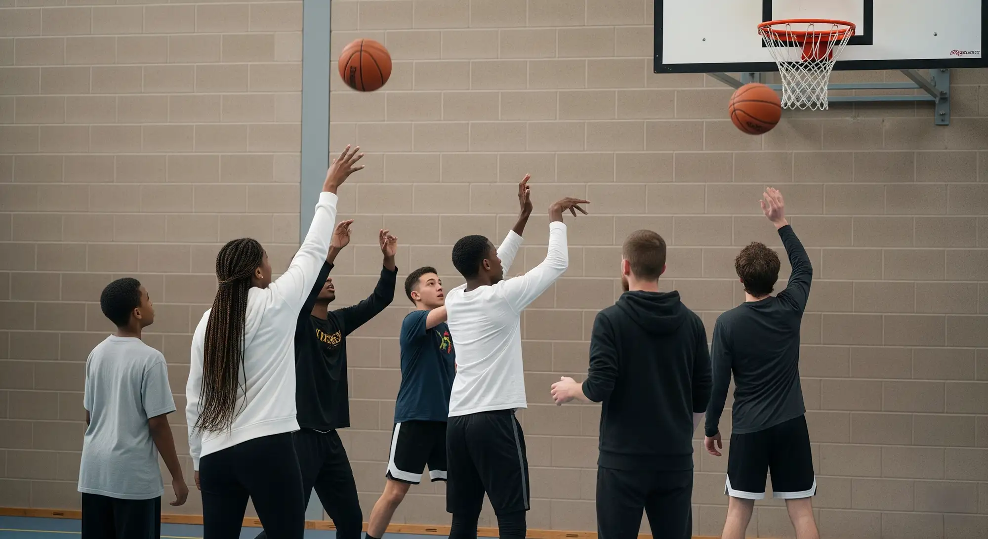 Young people playing basketball