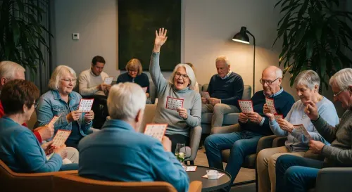 Group of people playing bingo