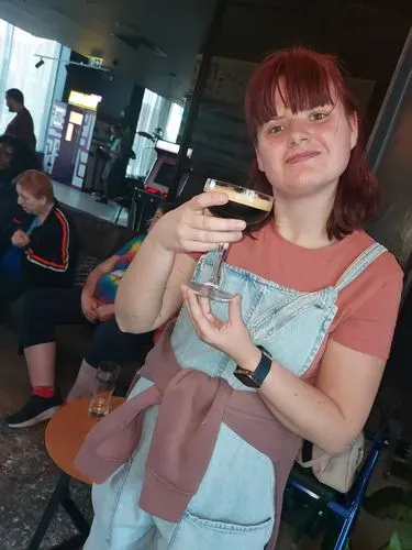 woman enjoying a drink