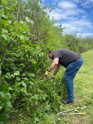 Our volunteers cutting back overgrowth to ensure all the paths around site are accessible.