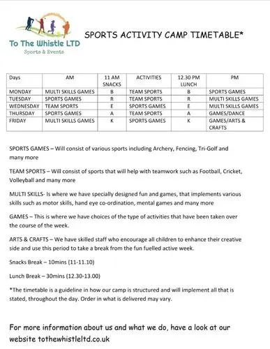 Ttwsportscamps Timetable