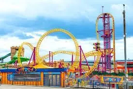 This is an image of some of the roller coasters at Adventure Island in Southend